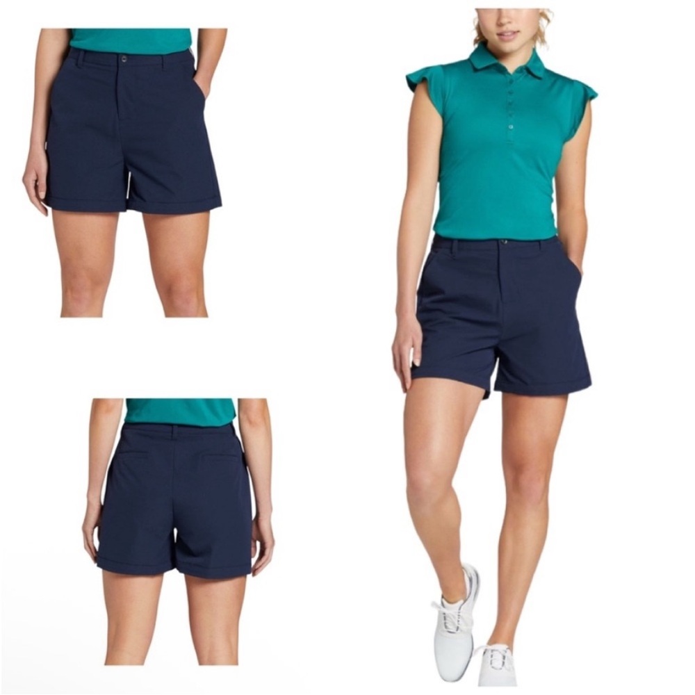 Walter Hagen Clubhouse Traditional 5” Seersucker Golf Shorts Navy Blue Size 4
